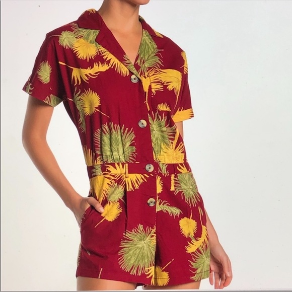 Free People Pants - Free People - Romper - NWT Palm Leaf